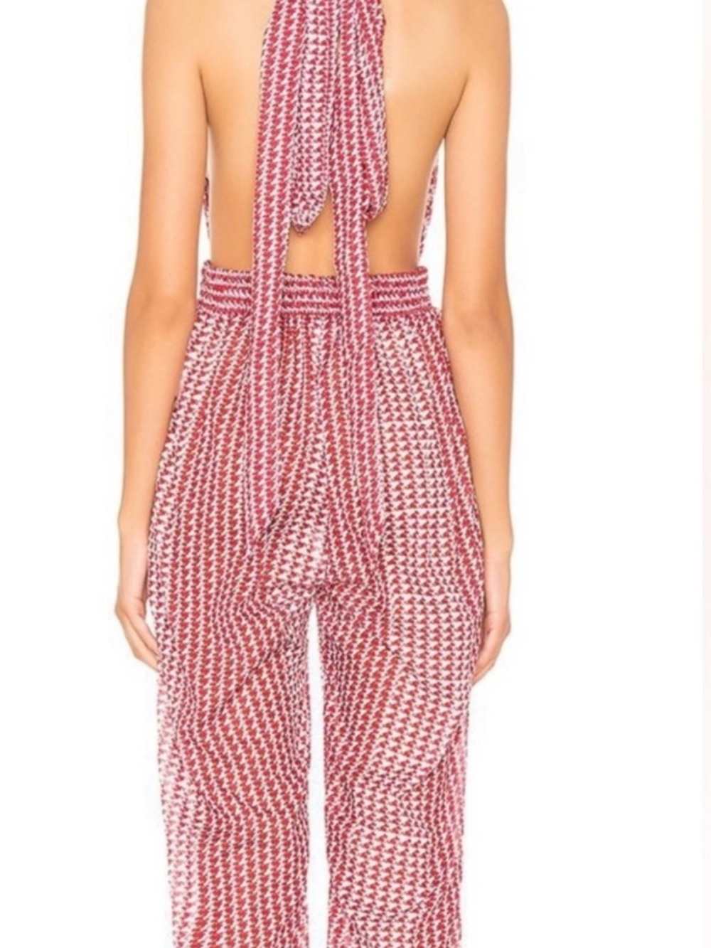 Agua Bendita x Revolve Josie Plunging V-Neck Pink Printed Halter Jumpsuit - Picture 7 of 10